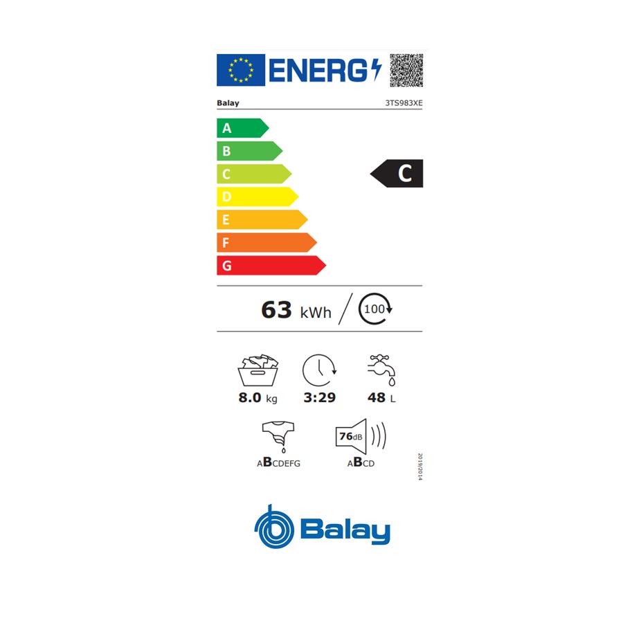 Lavadora BALAY 3TS983XE (8 kg - 1200 rpm - Inox)